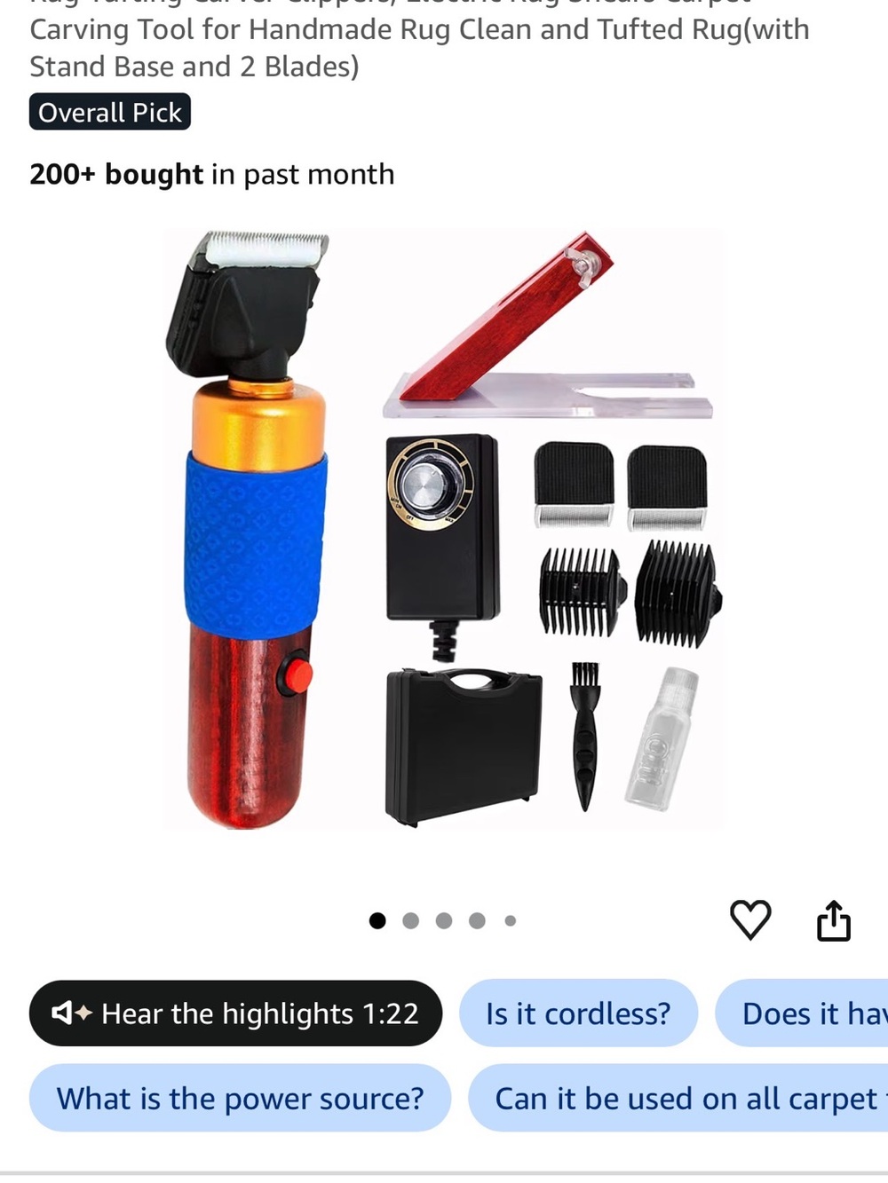 Hair & Rug Trimmer Kit in Red, Blue and Gold